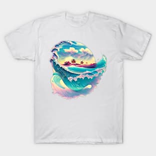 ocean waves painting watercolor T-Shirt